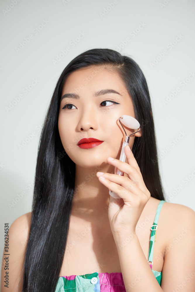 Beauty face closeup. Concept of facial treatments with semi precious stones. Beauty face closeup. Concept of facial treatments with semi precious stones.