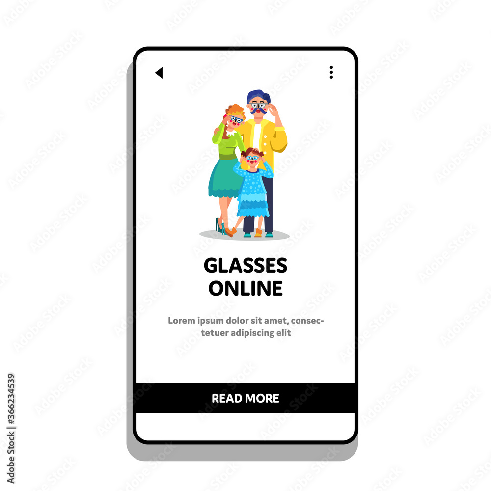 Glasses Online Internet Store For Family Vector