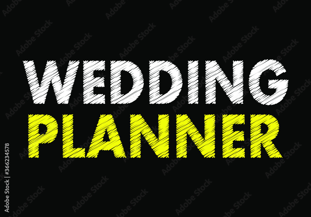 Obraz premium Wedding planner writing text on black chalkboard. vector illustration