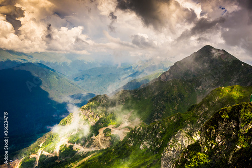 Landscape view in the Caucasian mountains