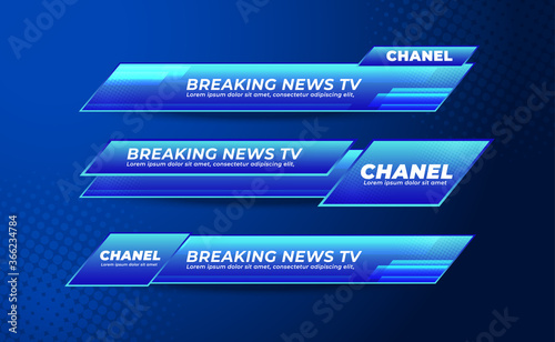 Broadcast News Lower Thirds Banner Template for Television, Media Channel, Video