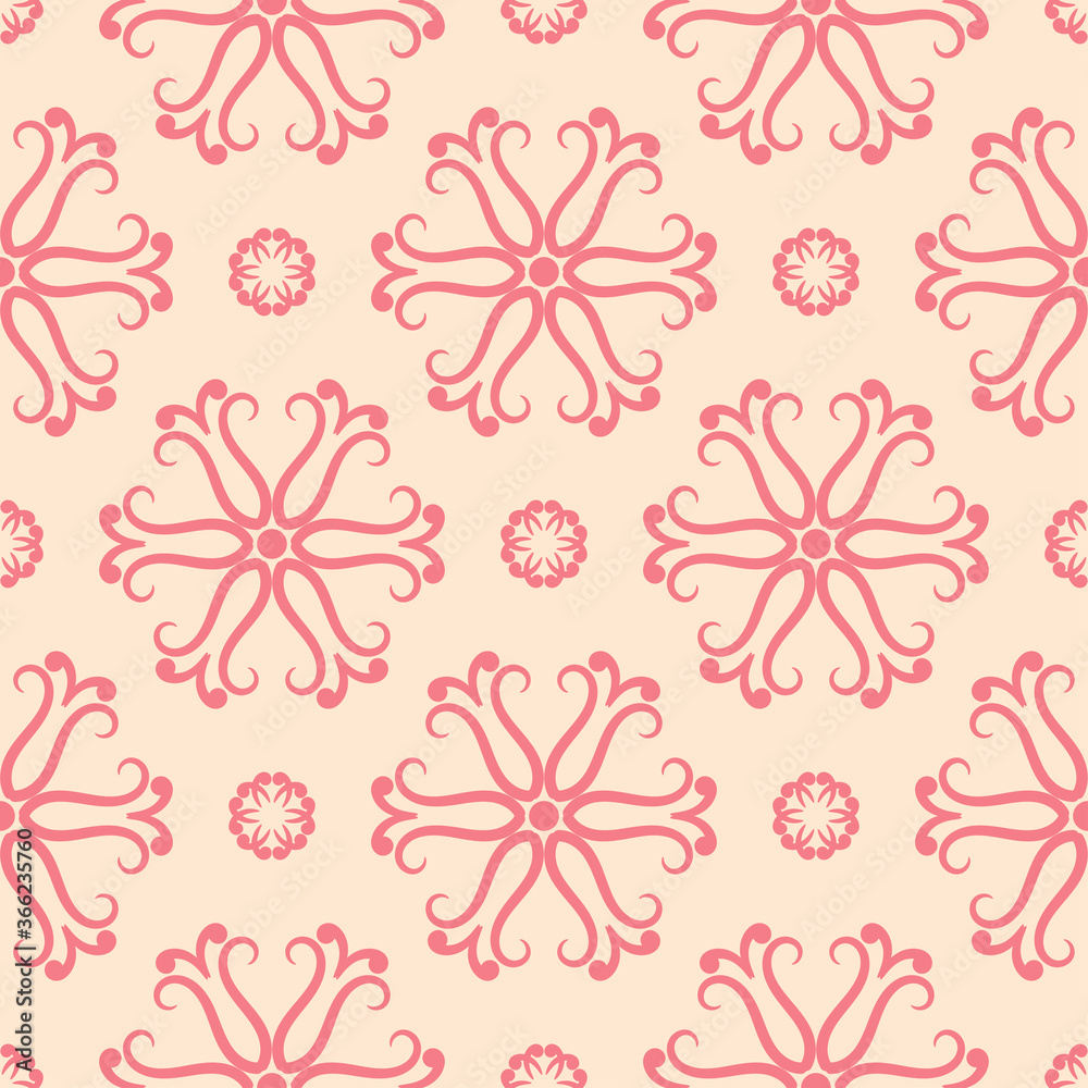 Obraz premium Floral seamless pattern. Pink flowers on beige background