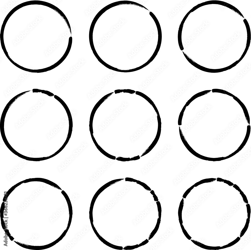 Set of Grunge Black and White Circle Frames . Vector Set of Grunge Black and White Circle Frames . Vector