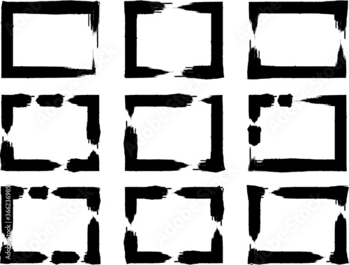 Vector Frames. rectangles for image. distress texture . Grunge Black borders isolated on the background . Dirt effect . geometric shapes for your design