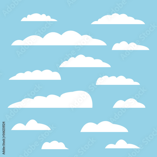 Scenery of Cloudy Blue Sky in Bright Day Vector Illustration
