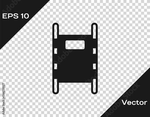 Black Stretcher icon isolated on transparent background. Patient hospital medical stretcher. Vector Illustration.
