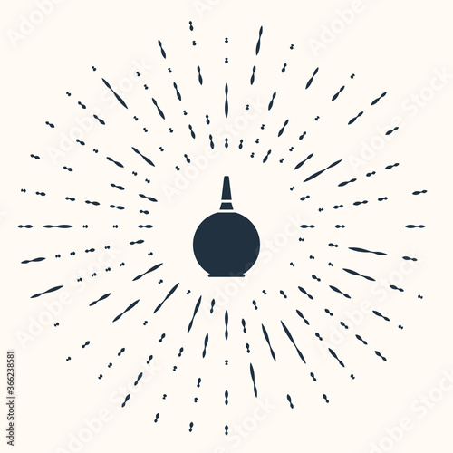 Grey Enema icon isolated on beige background. Enema with a plastic tip. Medical pear. Abstract circle random dots. Vector Illustration.