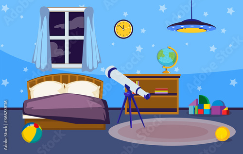 Beautiful blue bedroom for little boy.
