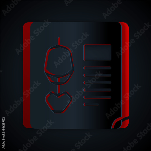 Paper cut X-ray shots icon isolated on black background. Paper art style. Vector Illustration.