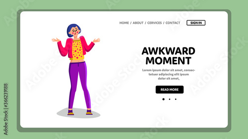 Awkward Moment Confused Shrug Young Woman Vector