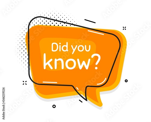 Did you know. Thought chat bubble. Special offer question sign. Interesting facts symbol. Speech bubble with lines. Did you know promotion text. Vector