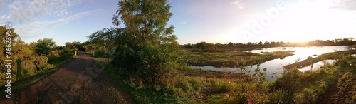 sunset over the river