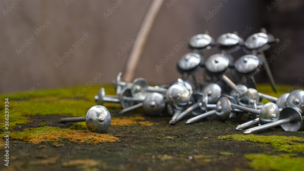 Close up iron nails Close up iron nails