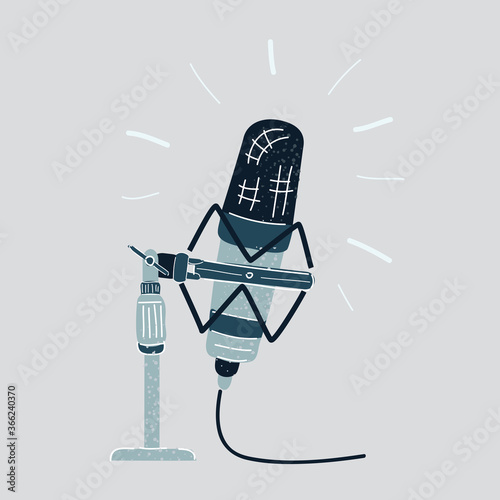 Vector illustration of microphone on a white background