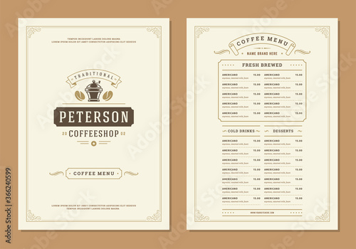 Coffee menu design brochure template vector Illustration