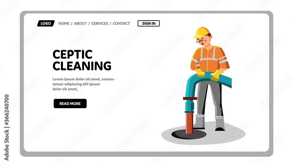 Septic Cleaning And Emptying Tank Worker Vector Septic Cleaning And Emptying Tank Worker Vector