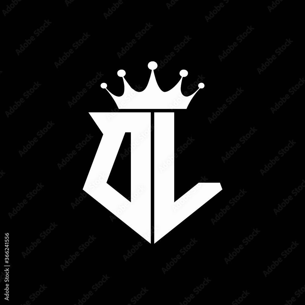 dl logo monogram shield shape with crown design template Stock Vector ...