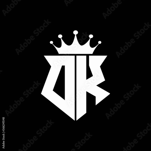 dk logo monogram shield shape with crown design template photo