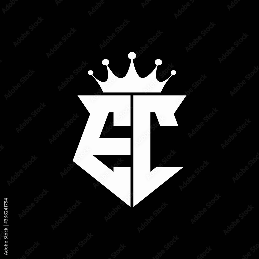 ec logo monogram shield shape with crown design template Stock Vector ...