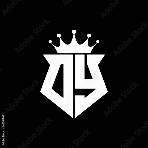 dy logo monogram shield shape with crown design template