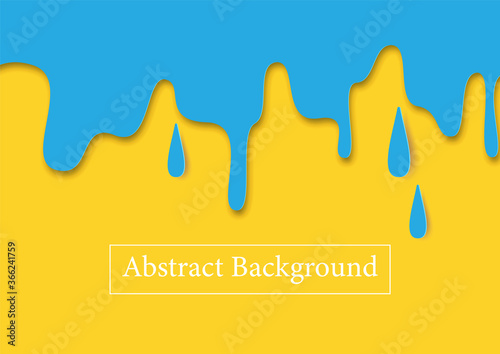 Blue color drop on yellow background with white abstract background lettering.