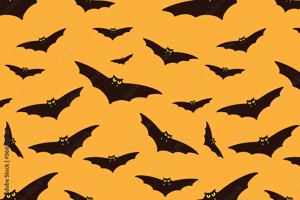 Angry bats attack on the sunset. Halloween bats seamless pattern. Hand drawn illustration for fabric, textile, wallpaper, wrapping paper, background Angry bats attack on the sunset. Halloween bats seamless pattern. Hand drawn illustration for fabric, textile, wallpaper, wrapping paper, background