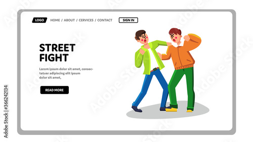 Street Fight Men Aggressive Battle Conflict Vector