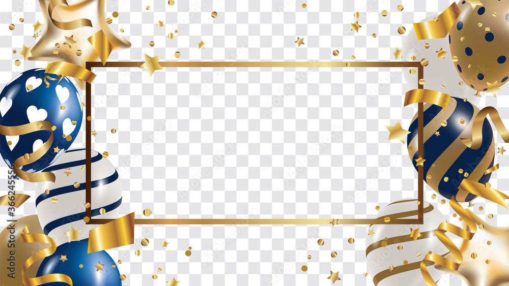 Luxury Gold foil balloons with confetti and Festive ribbon in white ...