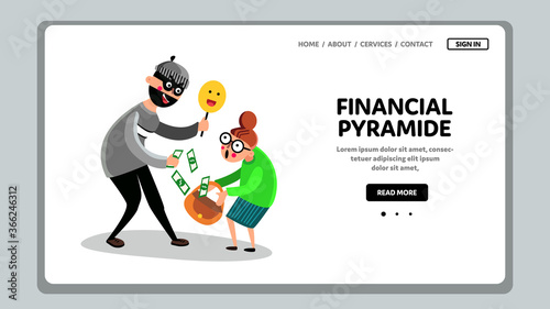 Financial Pyramid Steals Money Old People Vector