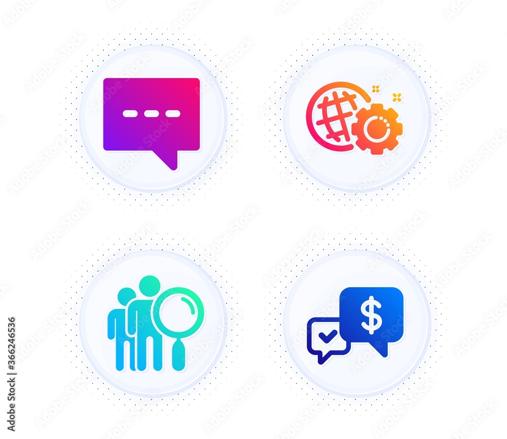 Blog, Search people and Seo gear icons simple set. Button with halftone dots. Payment received sign. Chat message, Find employee, Web settings. Money. Technology set. Gradient flat blog icon. Vector Blog, Search people and Seo gear icons simple set. Button with halftone dots. Payment received sign. Chat message, Find employee, Web settings. Money. Technology set. Gradient flat blog icon. Vector