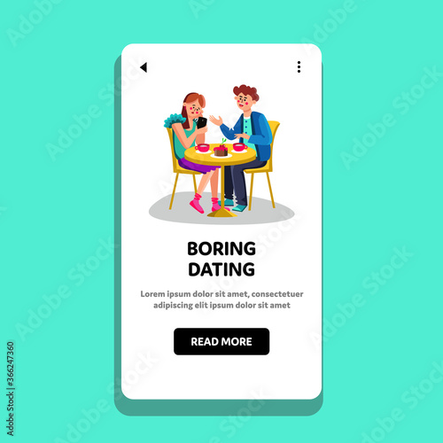 Boring Dating Young Couple At Table In Cafe Vector