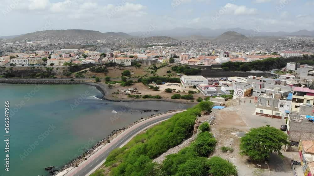 custom made wallpaper toronto digitalDrone over Achada Grande Frente neighborhood overlooking sea and Praia city