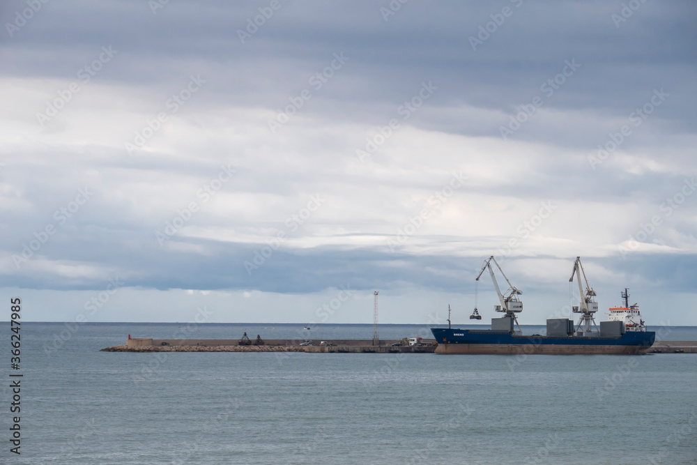 boat loading dock at sea