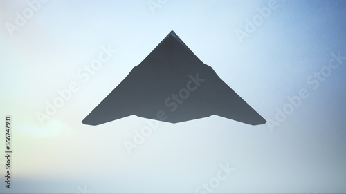 Stealth Fighter Jet Aircraft Flying Low Sunrise Sunset