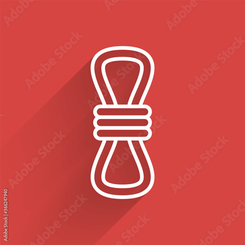 White line Climber rope icon isolated with long shadow. Extreme sport. Sport equipment. Vector Illustration.