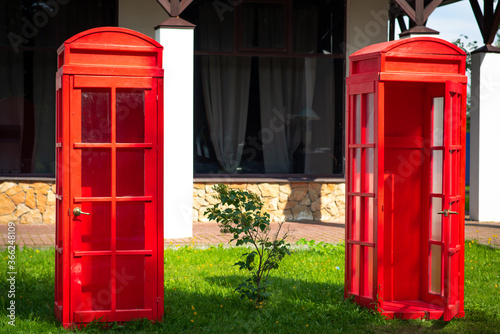 Wooden red telephone booths were installed in the Park.