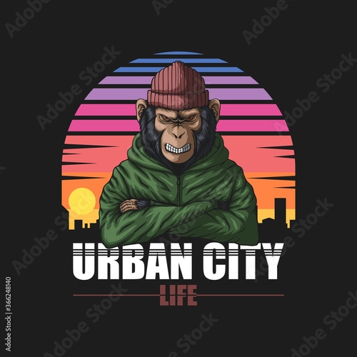 Canvas Print angry urban monkey vector illustration
