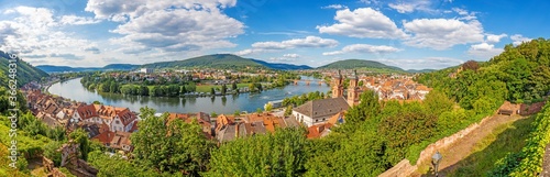 View over the medieval city of Miltenberg from Miltenberg castle during daytime in summer photo