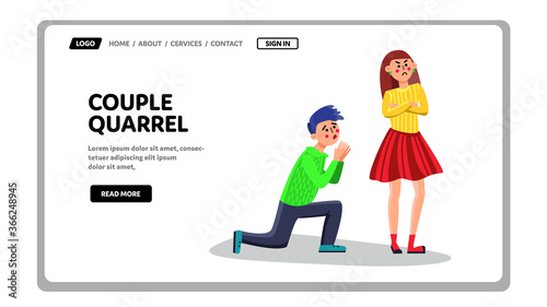 Couple Quarrel And Apology Family Relation Vector