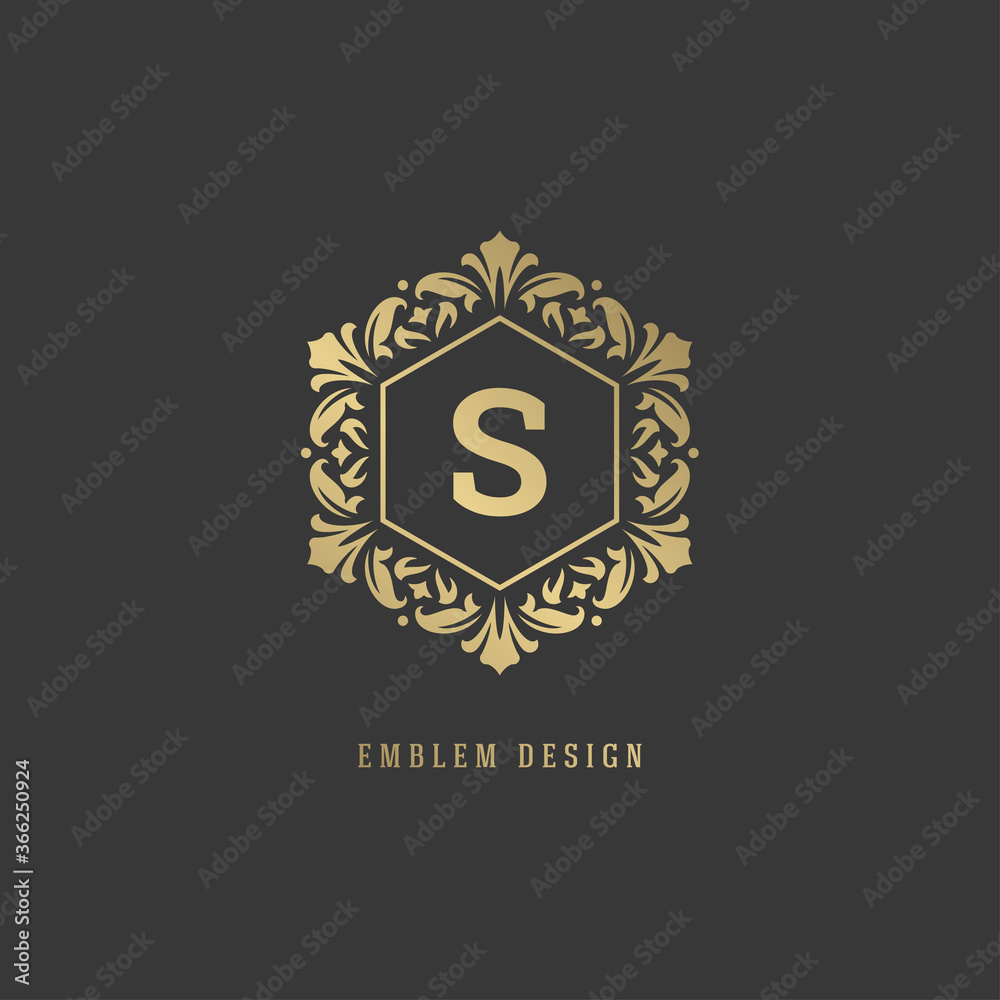 Luxury vintage ornament logo monogram crest template design vector ...