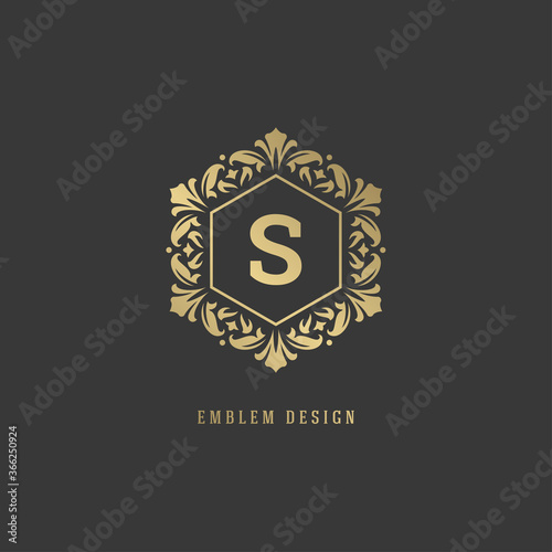 Luxury vintage ornament logo monogram crest template design vector illustration