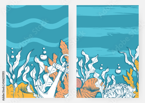 Two banners / templates with underwater vegetation
