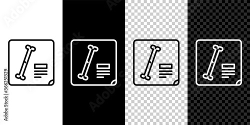 Set line X-ray shots icon isolated on black and white background. Vector Illustration.