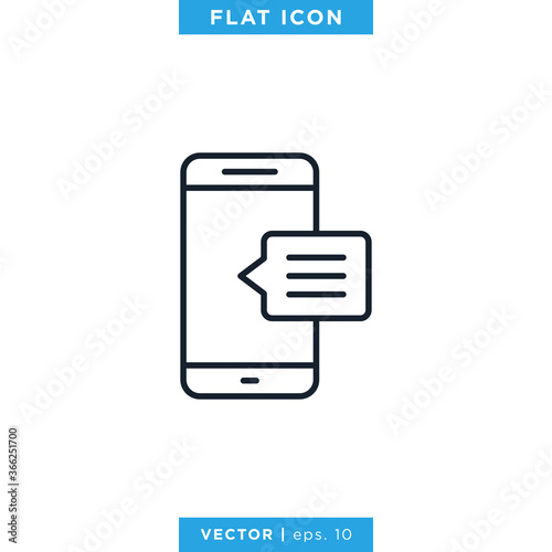 Mobile Phone Chat Message Icon Vector Design Template. Editable Stroke.
