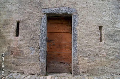 Architectural detail of old village center typical in Ticino Canton photo