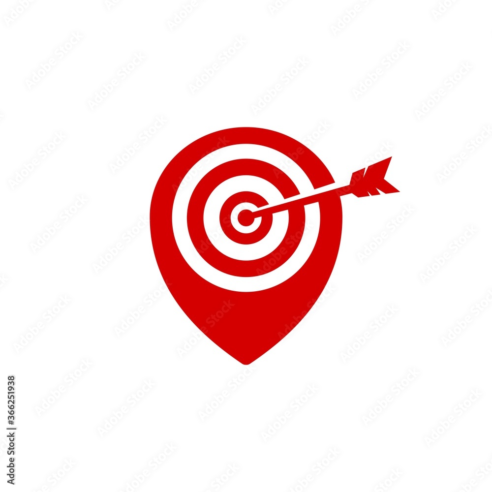 creative combination of pin location icon and archery target. creative combination of pin location icon and archery target.