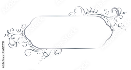 Silver shiny glowing ornate frame isolated over white