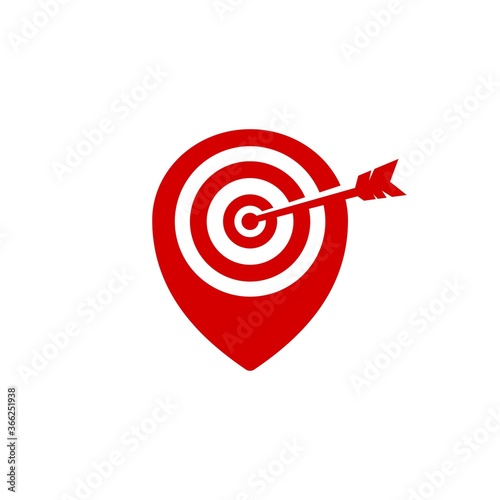 creative combination of pin location icon and archery target.
