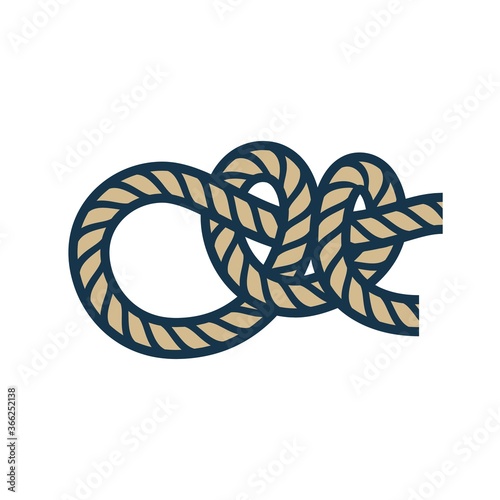 Colored nautical rope knot for a sea ship