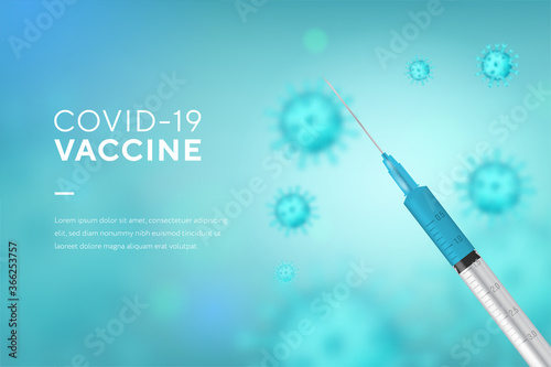 Realistic illustration banner concepts for the covid vaccine, universal flu vaccine, Haemophilus influenza virus, vaccination and eradicating polio, poliomyelitis, OPV oral polio vaccine . photo